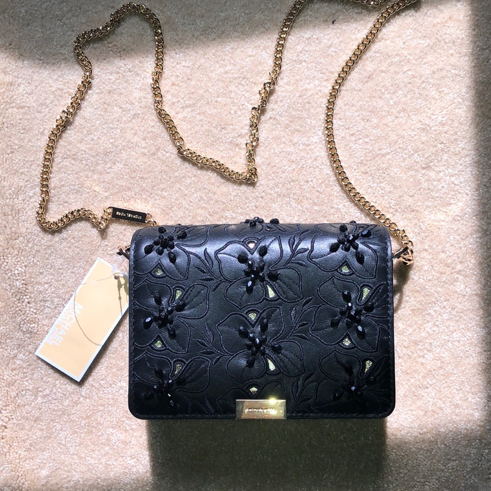 NWT Michael Kors Beaded Jade Gusset Handbag